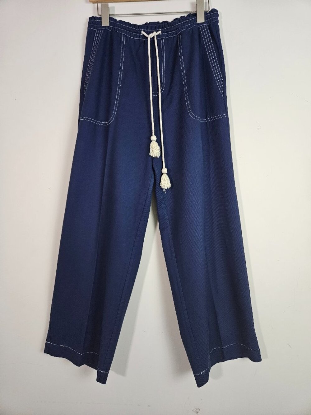 Rails Campo Pants Medium Blue Wide Leg Pull On Casual Nautical Cotton Twill